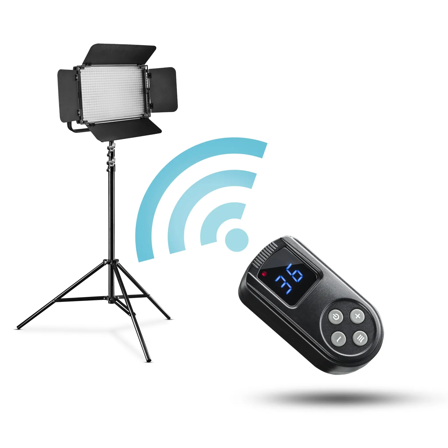 Walimex pro LED Niova 600 Plus Daylight mit Lampenstativ, dimmbare Flächenleuchte, Lampenständer mit Federdämpfung, Studioleuchte mit Fernbedienung