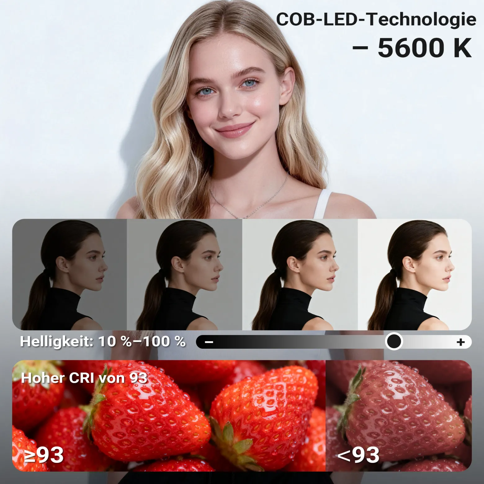 Walimex pro LED Niova Plus DL 100 W + Stativ Set, dimmbare LED Videoleuchte plus Blitzstativ mit Federdämpfung bis 256 cm Höhe