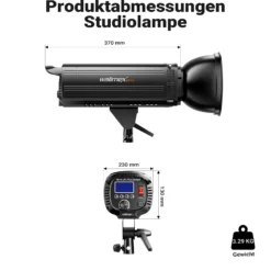 Walimex pro LED Niova Plus DL 200 W + Stativ 2er Set, dimmbare LED Videoleuchten plus Blitzstative mit Federdämpfung bis 256 cm Höhe