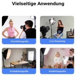 Walimex pro LED Niova Plus 120 W + Stativ Set, dimmbare Videoleuchte mit Bi-Color plus Blitzstativ bis 256 cm Höhe mit Federdämpfung
