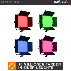Walimex pro LED Rainbow Flächenleuchte, RGBWW Flächenlicht 100 W, Bi-Color Videoleuchte, Studioleuchte per App steuerbar, Studio-Beleuchtung mit Effektgenerator