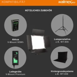 Walimex pro LED Rainbow Flächenleuchte, 50 W Videoleuchte, Studioleuchte mit Farbwechsel RGBWW, Studio-Beleuchtung steuerbar per App, Bi-Color Videolicht
