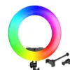 Walimex pro LED Rainbow Ringleuchte, RGB Ringlicht mit 60 W, Regenbogen LED per App steuerbar, Videoleuchte mit Smartphonehalter, Ring Light mit Effekten und Bi-Color