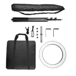 Walimex pro LED Ringleuchte 500 Bi-Color Set inkl. Stativ, dimmbares Ringlicht 32 W, Leuchtring mit einzeln schaltbaren Sektoren, Selfie Licht mit umfangreichem Zubehör