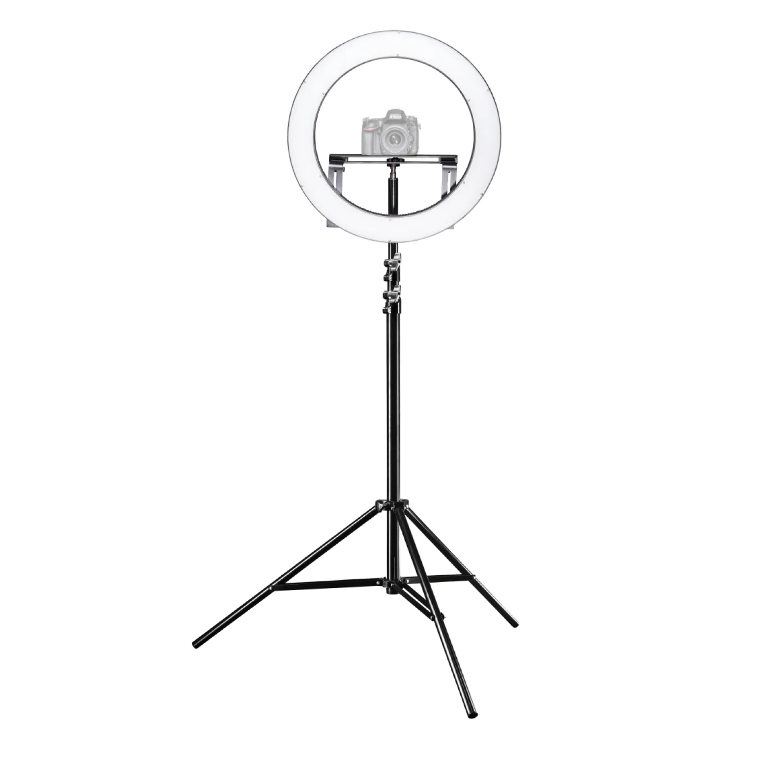 Walimex pro LED Ringleuchte 500 Bi-Color Set inkl. Stativ, dimmbares Ringlicht 32 W, Leuchtring mit einzeln schaltbaren Sektoren, Selfie Licht mit umfangreichem Zubehör