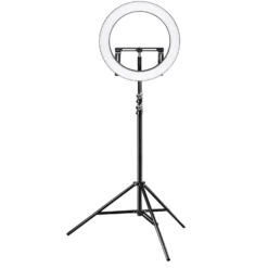 Walimex pro LED Ringleuchte 500 Bi-Color Set inkl. Stativ, dimmbares Ringlicht 32 W, Leuchtring mit einzeln schaltbaren Sektoren, Selfie Licht mit umfangreichem Zubehör