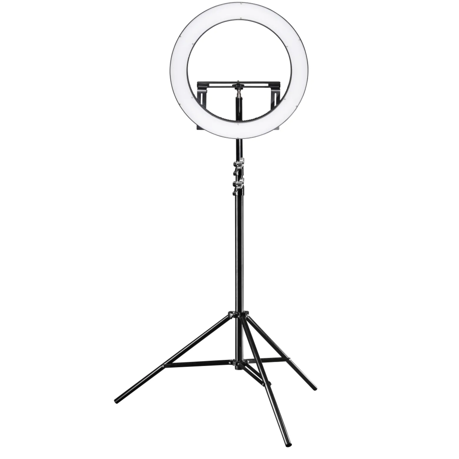 Walimex pro LED Ringleuchte 500 Bi-Color Set inkl. Stativ, dimmbares Ringlicht 32 W, Leuchtring mit einzeln schaltbaren Sektoren, Selfie Licht mit umfangreichem Zubehör