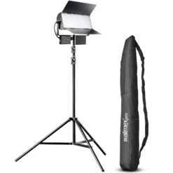 Walimex pro LED Sirius 160 Daylight Flächenleuchte Set mit Lampenstativ, 65 W Flächenlicht, Tageslicht Videoleuchte 5600 K, Studioleuchte mit Aluminium-Gehäuse, Stativ mit Federdämpfung