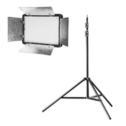 Walimex pro LED 500 Versalight Bi Color Flächenleuchte inkl. Lampenstativ, leistungsstarke Videoleuchte 32 W, Studioleuchte mit Fernbedienung, vollwertige Studio-Beleuchtung