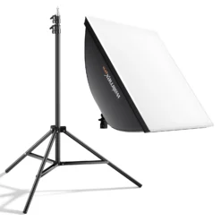 Walimex pro LED 60 W Softbox + Stativ Set, Video-Beleuchtung mit Lampenstativ 68-200 cm für LED Panels, Leuchten & Studioblitze