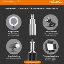 Walimex pro Lichtstativ WT-806 2er-Set bis 256 cm Höhe, Blitzstativ mit Federdämpfung inkl. 3/8" Adapter & Taschen, Lampenstativ bis 6 kg, Studiostativ für Ringlicht, Reflektor, Blitz & Video