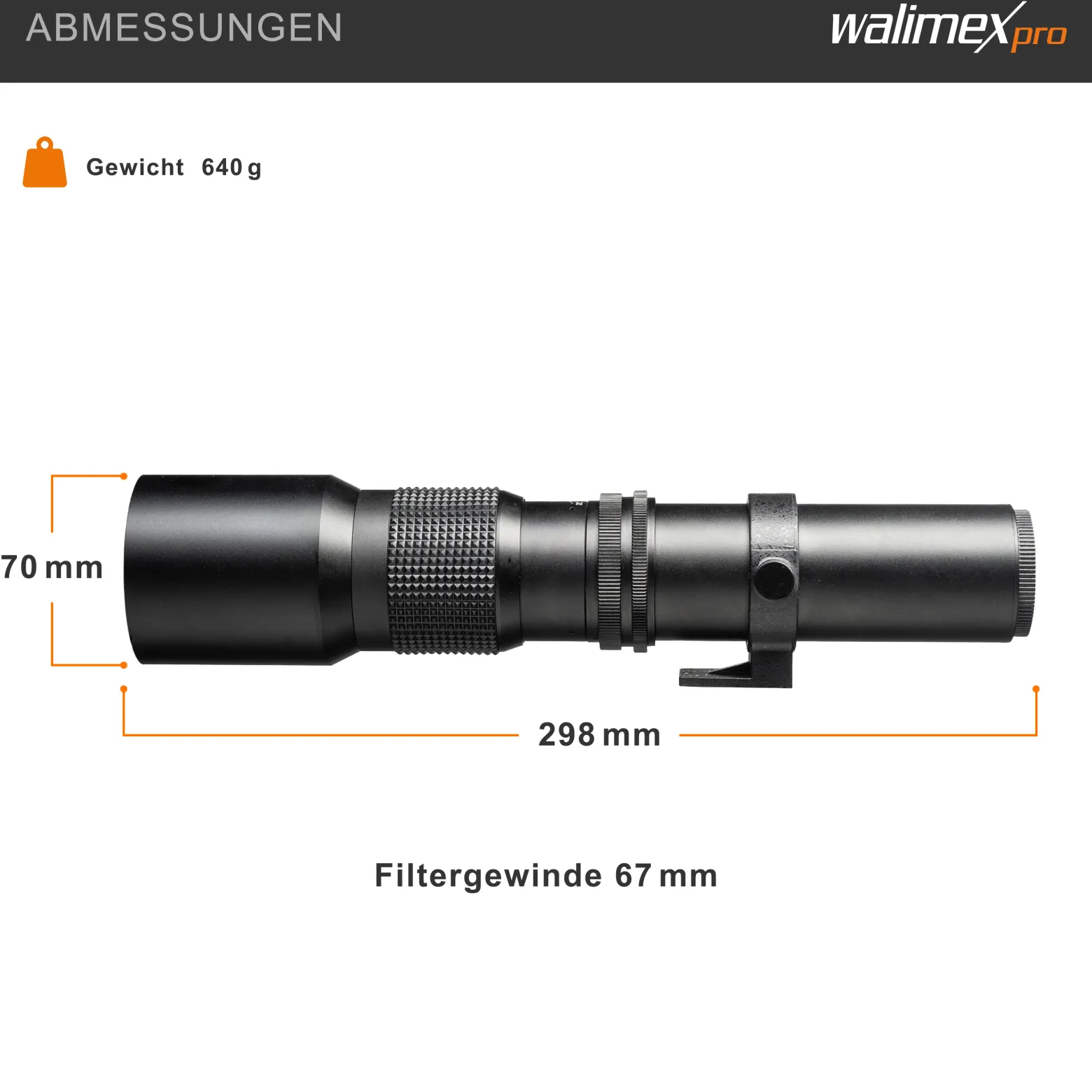 Walimex pro 500/8,0 Linsen Objektiv für verschiedene Kameras, DSLR-Objektiv für Vollformat und APSC, Teleobjektiv mit eingebauter Irisblende, hochwertiges Kameraobjektiv