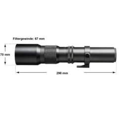 Walimex pro 500/8,0 Linsen Objektiv kompatibel mit Nikon Z, DSLR-Objektiv für Vollformat und APSC, Teleobjektiv mit eingebauter Irisblende, hochwertiges Kameraobjektiv