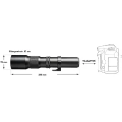 Walimex pro 500/8,0 Linsen Objektiv kompatibel mit MFT Kameras, DSLR-Objektiv für Vollformat und APSC, Teleobjektiv mit eingebauter Irisblende, hochwertiges Kameraobjektiv