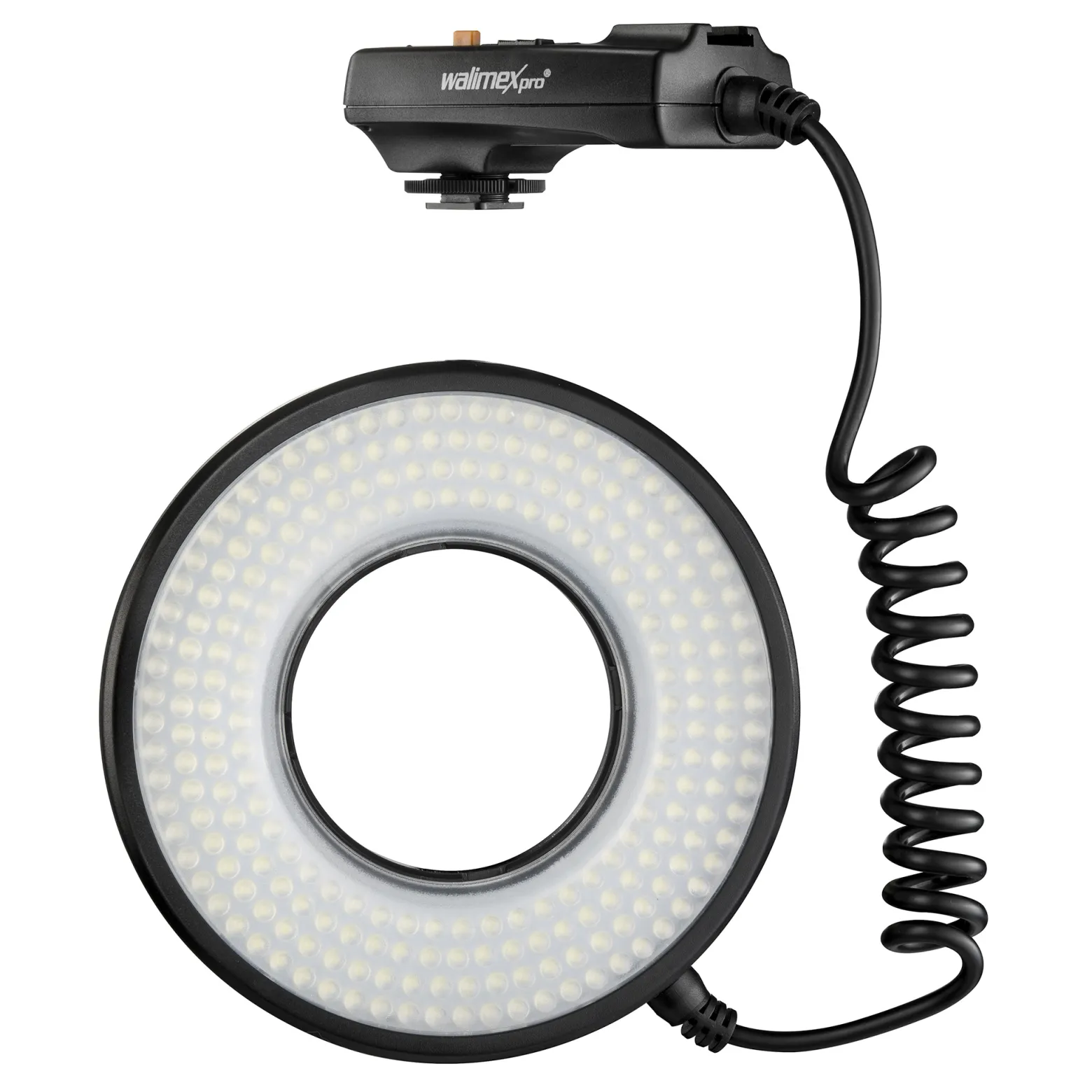 Walimex pro Macro LED Ringlicht DSR 232, Ringleuchte 14 W mit 232 LEDs, stufenlos dimmbares Videolicht