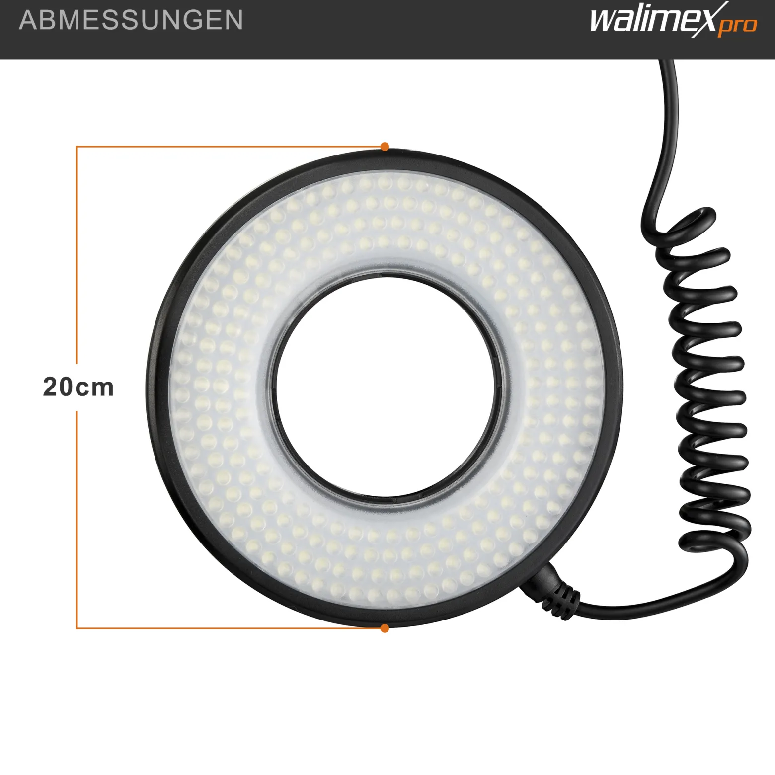 Walimex pro Macro LED Ringlicht Set inkl. Ministativ mit Kugelkopf, Ringleuchte 14 W mit 232 LEDs, stufenlos dimmbares Videolicht, Ringlampe mit Tageslichtcharakter