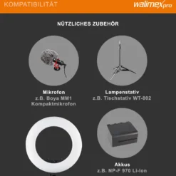 Walimex pro Medow 960 Pro LED-Ringlicht inkl. Stativ, Ringleuchte Bi-Color 3200-5500 K, dimmbare Videoleuchte mit Fernbedienung 96 W, Lampenstativ mit Federdämpfung