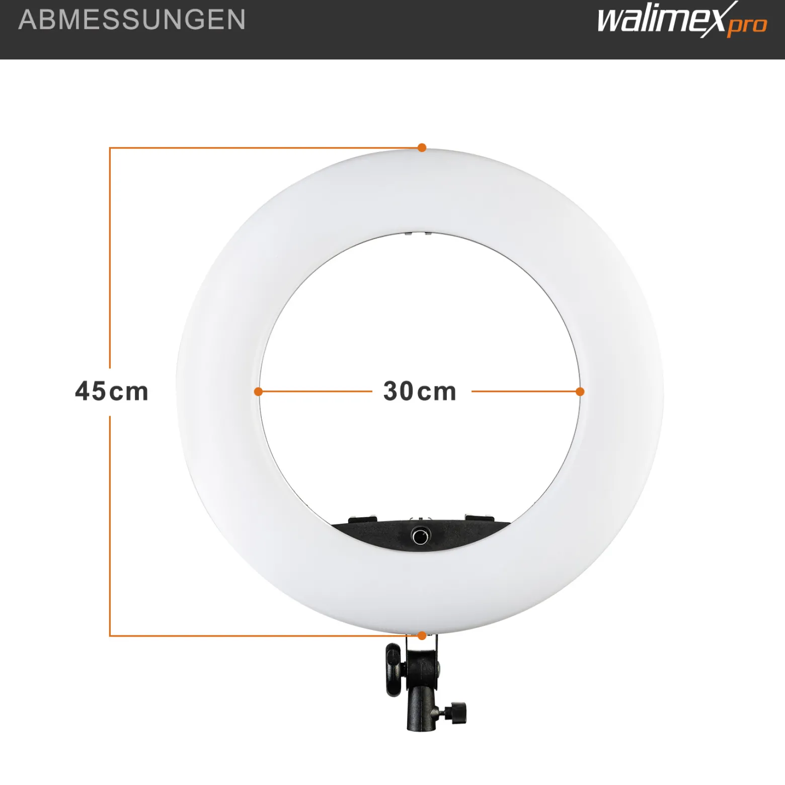 Walimex pro Medow 960 Pro LED-Ringlicht, Ringleuchte Bi-Color 3200-5500 K, dimmbare Videoleuchte mit Fernbedienung 96 W, kompatibel mit verschiedenen Lampenstativen