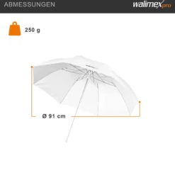 Walimex pro Mini Durchlichtschirm 91 cm Durchmesser, Fotoschirm faltbar auf 40 cm inkl. Transporttasche, Lichtformer für weiche Lichtcharakteristik, Studioschirm für Fotostudio