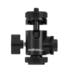 Walimex pro Mini Kugelkopf Double Shoe mit 2x Blitzschuh, 1/4 Zoll Anschluss, belastbar bis 5 kg, Stativkopf 360° drehbar & 180° schwenkbar, Kamera Equipment für Kameras, LED Licht, Smartphone