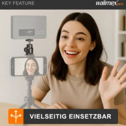 Walimex pro Mini Kugelkopf mit 1/4 Blitzschuhadapter belastbar bis 1,5 kg, Stativkopf 360° drehbar & 90° schwenkbar, Kamera Equipment für Kameras, LED Licht, Smartphone