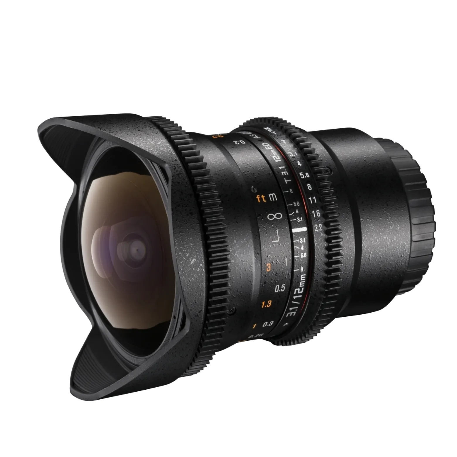 Walimex Pro 12mm 1:3,1 Fish-Eye VCSC für Canon EF Objektivbajonett schwarz (manueller Fokus, für Vollformat Sensor gerechnet, stufenlose Blendeneinstellung, mit abnehmbarer Gegenlichtblende)