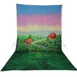 Walimex pro Motiv-Stoffhintergrund 3 x 6 m 'Alice' 2in1 Fotohintergrund aus Baumwolle 140 g/qm handgefertigt mit Tunnel und ohne Mittelnaht