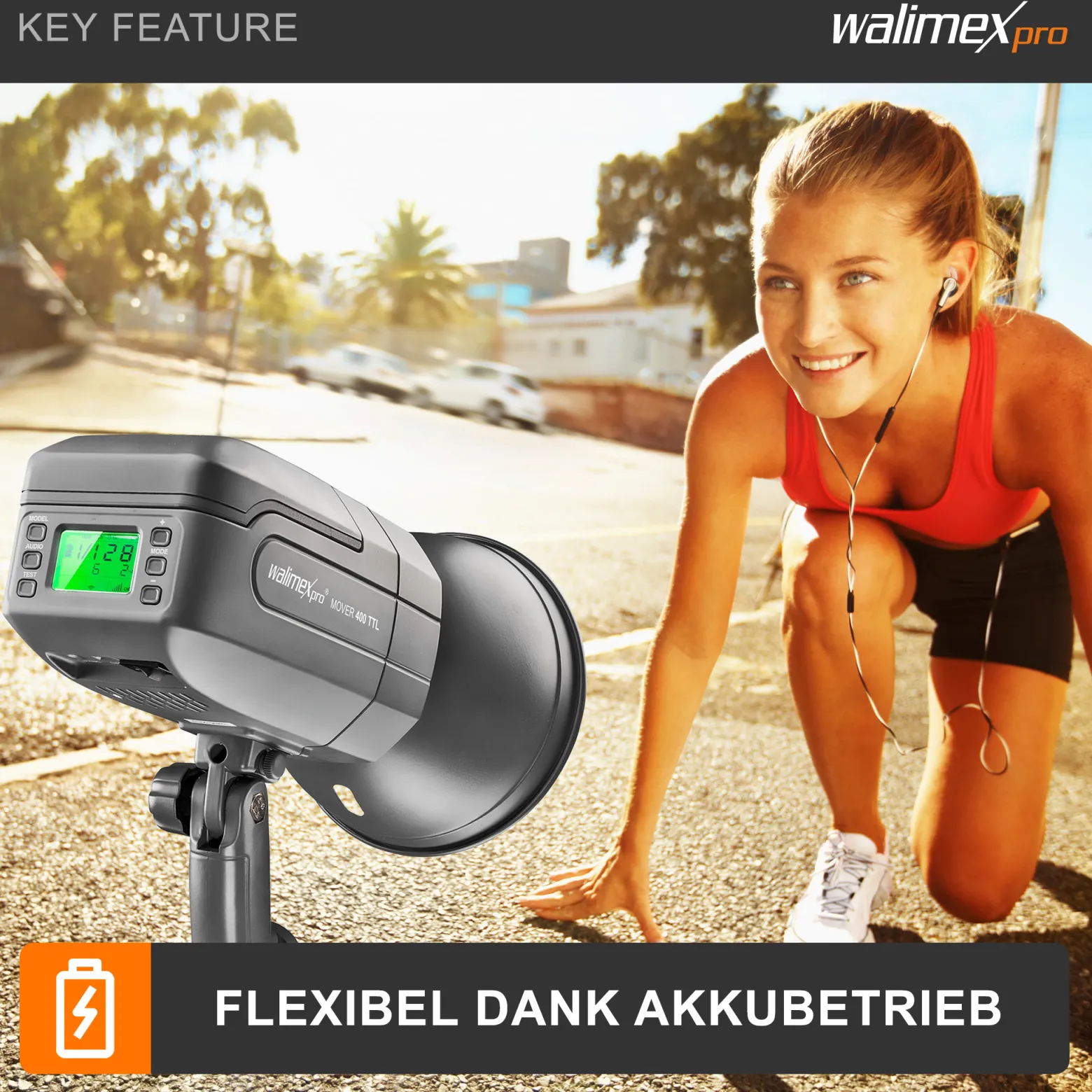 Walimex pro Mover 400 TTL Fotostudio-Blitzlicht 400 W 1/10000 s Schwarz, Grau - Fotostudio-Blitzlichter, Akkublitz Mover 400 TTL