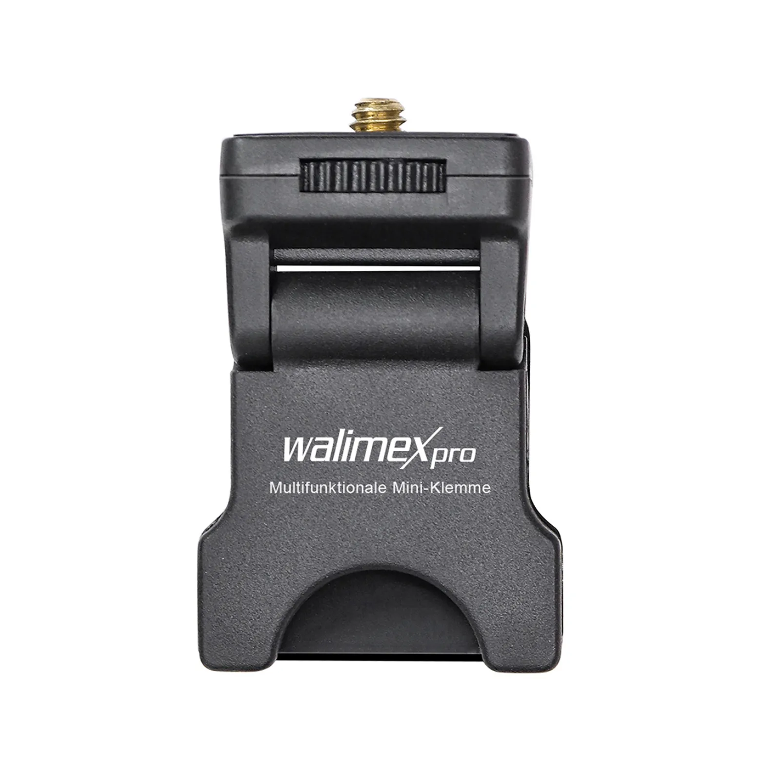 Walimex pro Multifunktionale Mini-Klemme - LED-Leuchten-Halterung mit 1/4 Zoll Gewinde, maximal Belastbarkeit 350 g, rutschfeste Gummierung, universelle Klemme für Smartphones, Tablets und Laptops