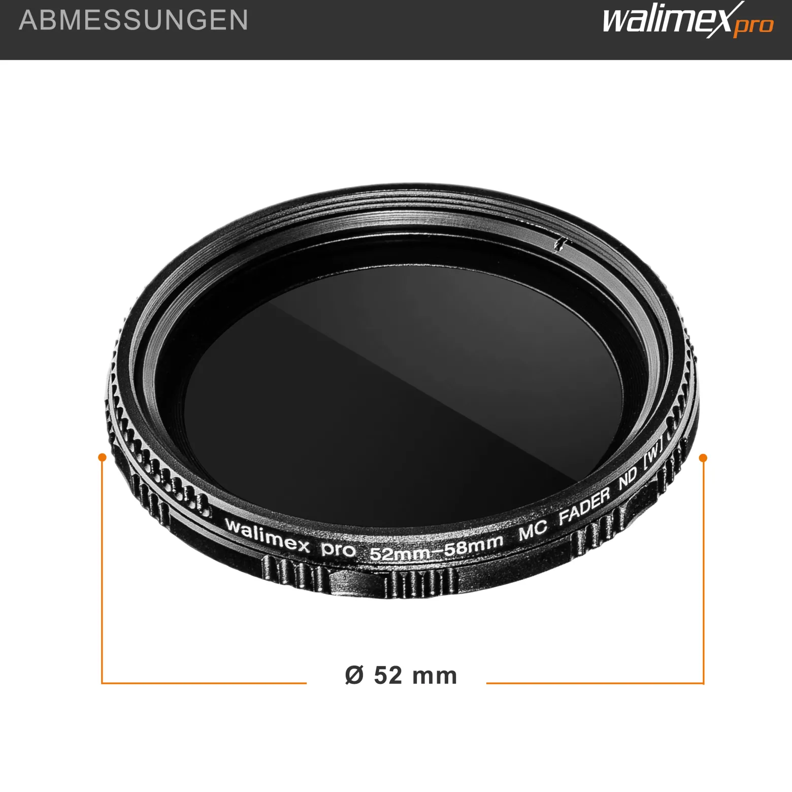 Walimex pro ND-Fader Graufilter vergütet 52 mm ND2-ND400 - Objektiv Filter aus hochwertigem optischem Glas, mit Metallfassung und Schutzhülle - Foto Zubehör
