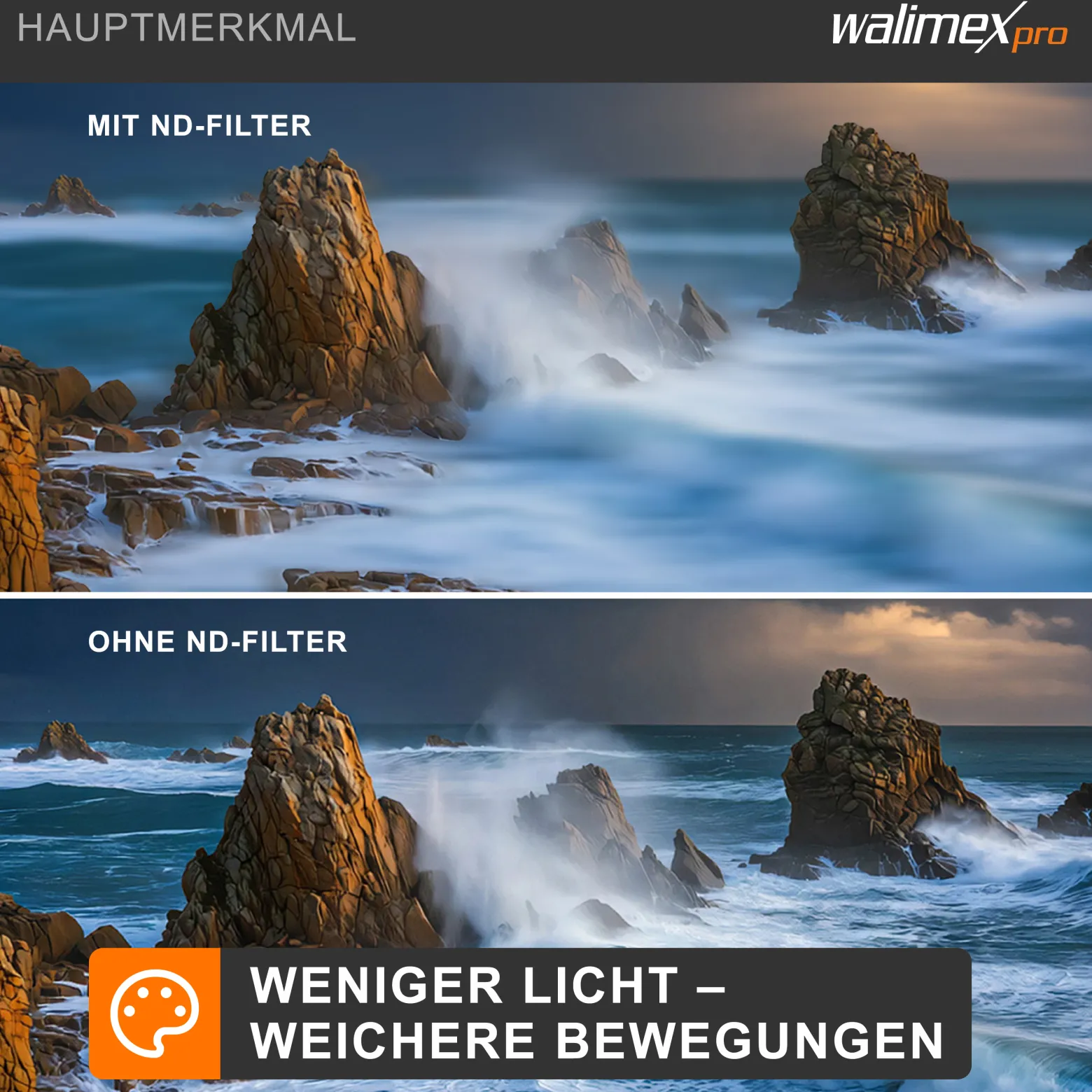 Walimex pro ND-Fader Graufilter vergütet 86 mm ND2-ND400 - Objektiv Filter aus hochwertigem optischem Glas, mit Metallfassung und Schutzhülle - Foto Zubehör