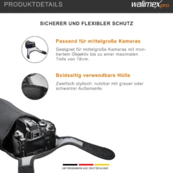 Walimex pro Neopren Kamera-Schutzhülle M 18 x 14 x 12 cm für mittelgroße Kameras mit angesetztem Objektiv bis max. 18 cm Tiefe