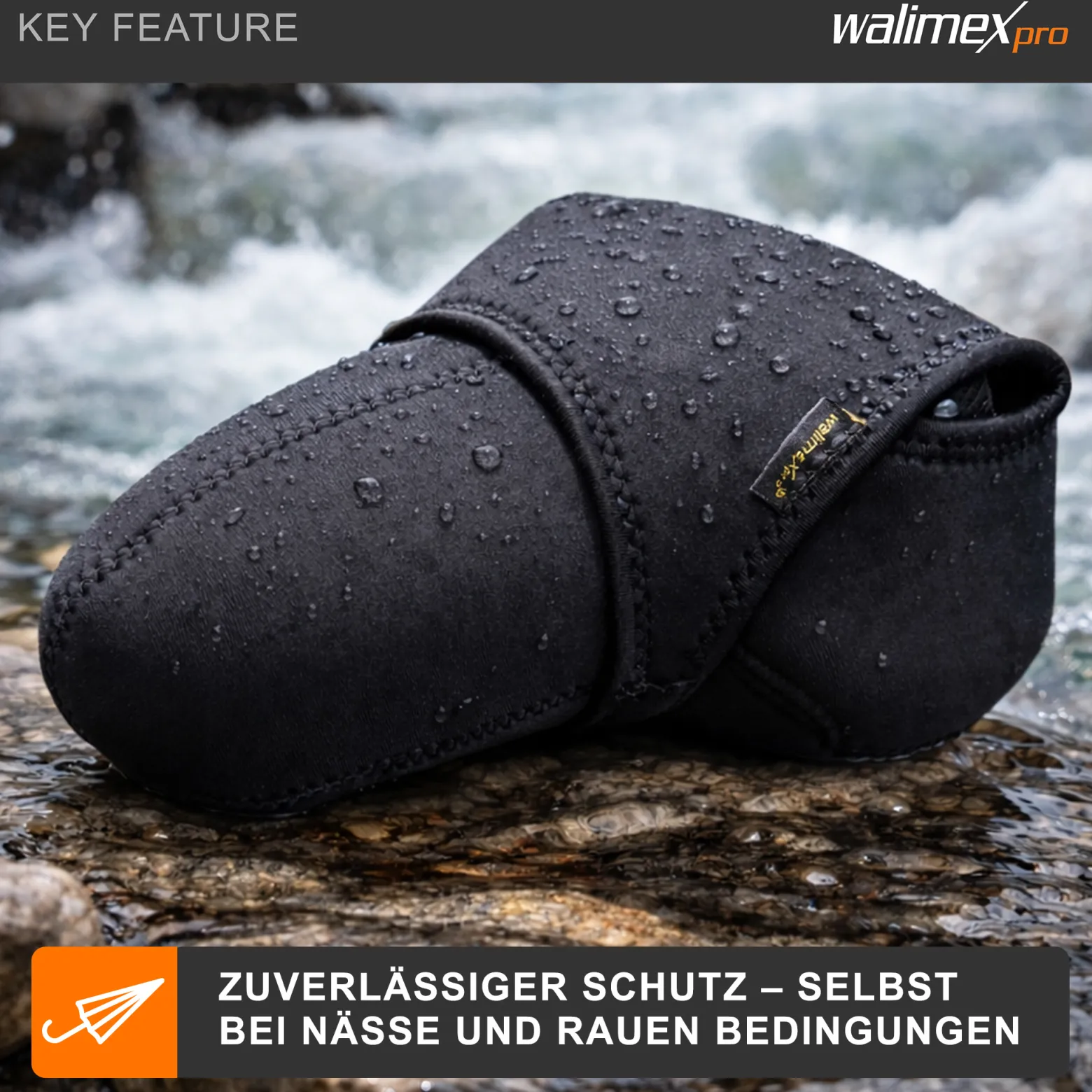 Walimex pro Neopren Kamera-Schutzhülle L 23 x 16 x 14 cm für große Kameras mit angesetztem Objektiv bis max. 23 cm Tiefe