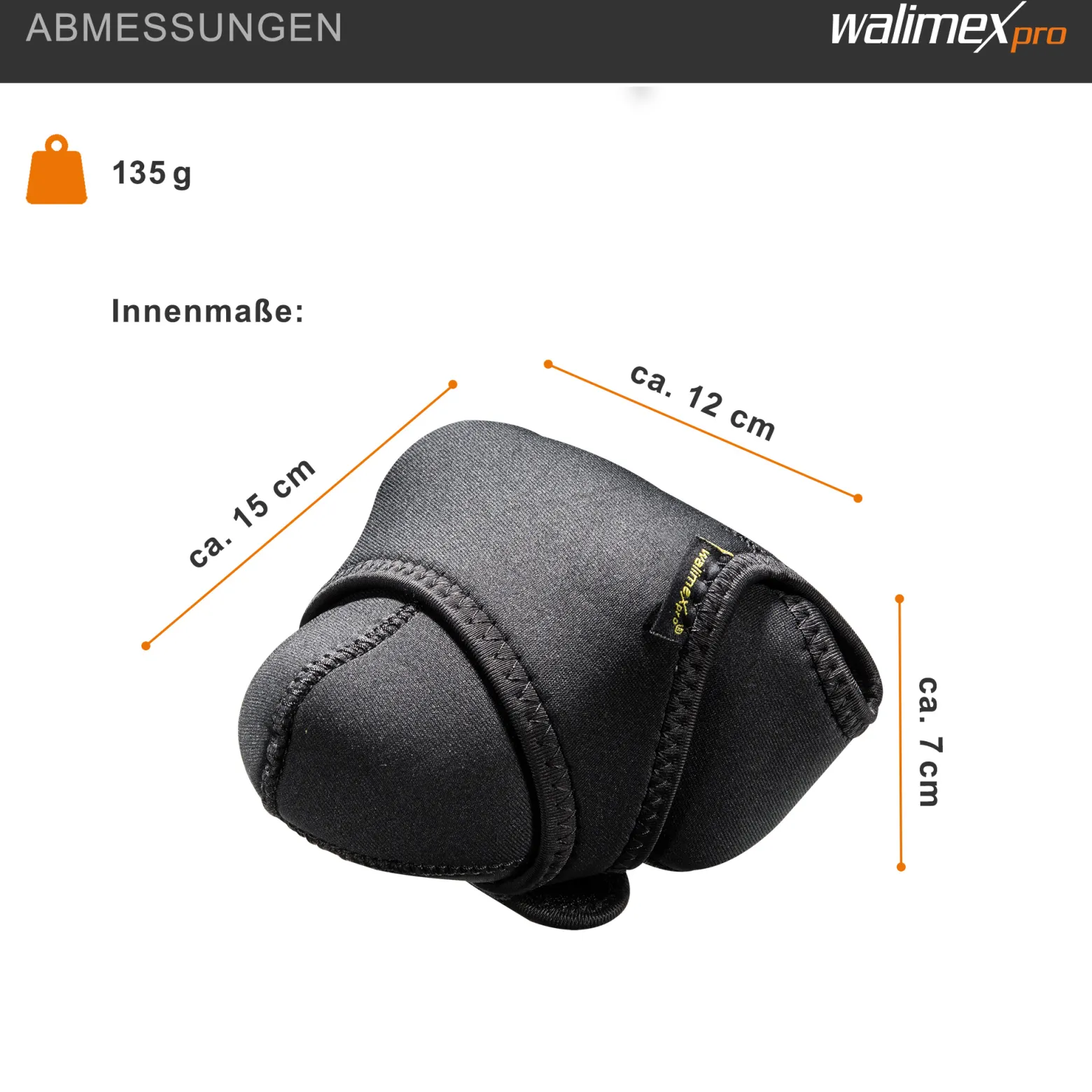 Walimex pro Neopren Kamera-Schutzhülle S 15 x 12 x 7 cm für kleine Kameras mit angesetztem Objektiv bis max. 15 cm Tiefe