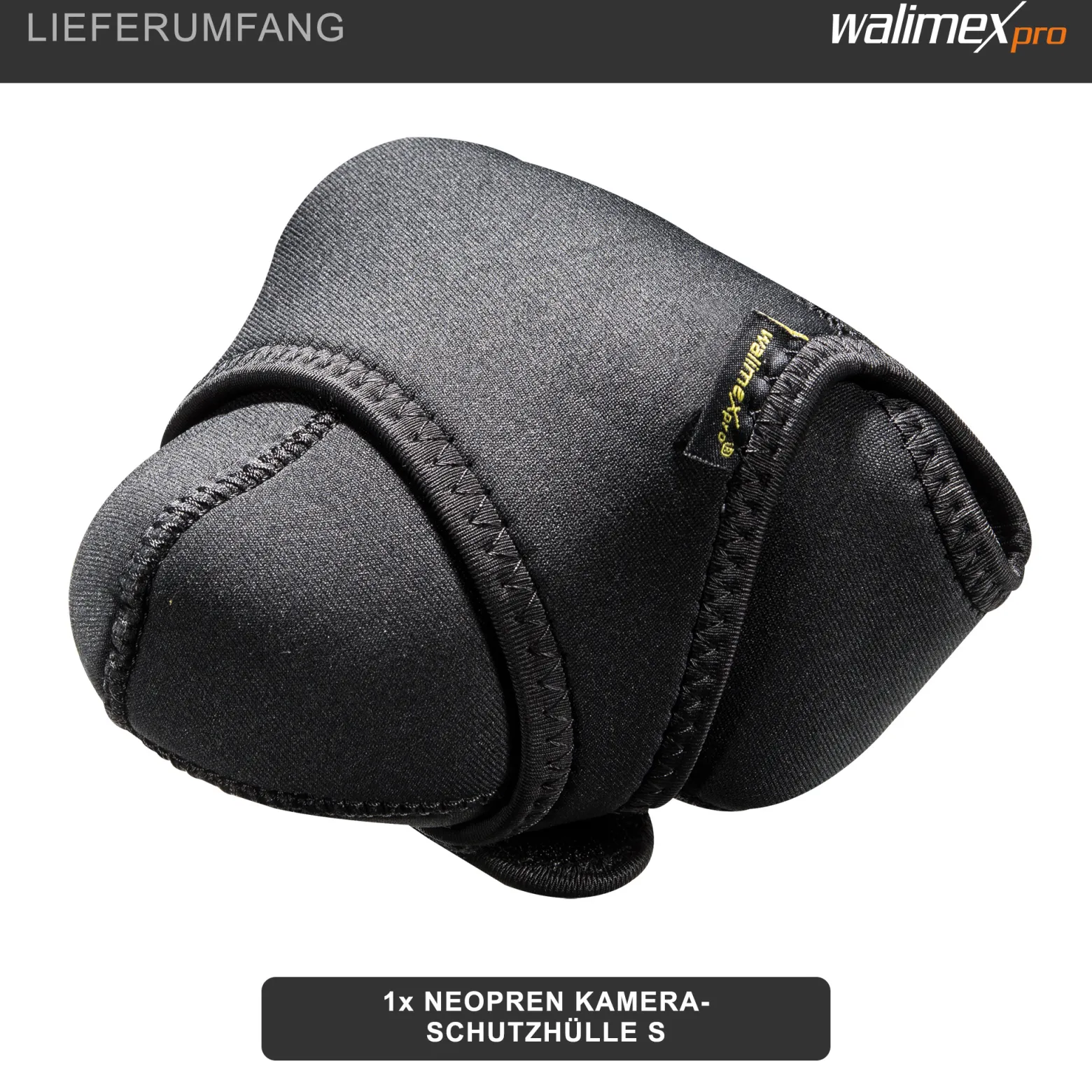 Walimex pro Neopren Kamera-Schutzhülle S 15 x 12 x 7 cm für kleine Kameras mit angesetztem Objektiv bis max. 15 cm Tiefe