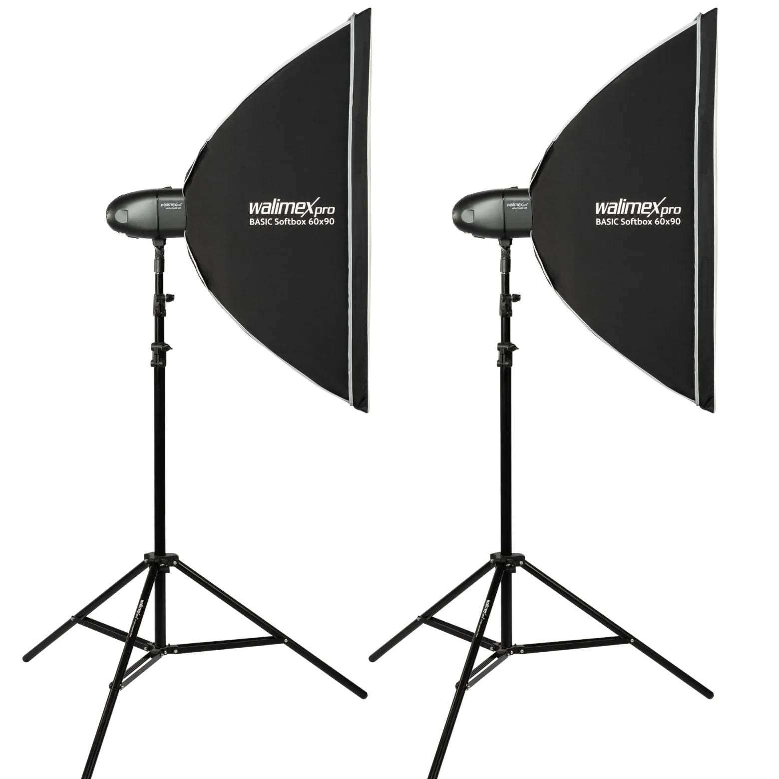 Walimex pro Newcomer 300 II 2er Set, Studioblitz Set inkl. Softboxen und Lampenstativen, LED Studiolicht 300 W mit Funk, hohe Lichtleistung ideal für Fotostudio