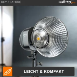 Walimex pro Newcomer 100 II Studioblitz, LED Studiolicht mit Funk, Studiolampe mit hoher Lichtleistung, Studio Blitz mit Überhitzungsschutz ideal für Fotostudio
