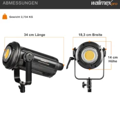 Walimex pro Niova Plus 500 Daylight, dimmbare LED Videoleuchte 500 W, Videolicht mit Bowens-Reflektor & Soft Diffusor, Studiolicht mit COB-LED-Technologie