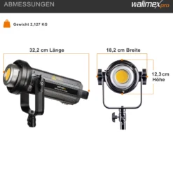 Walimex pro Niova Plus Daylight Studioleuchte 350 W, dimmbare LED Videoleuchte, Videolicht mit Bowens-Reflektor & Soft Diffusor, Studiolicht mit COB-LED-Technologie