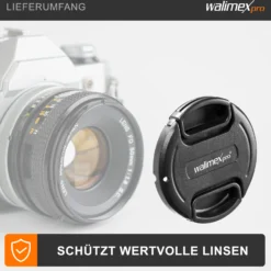 Walimex pro Objektivdeckel mit Innengriff 58 mm Frontdeckel aus Kunststoff schützt vor Staub, Kratzern und Schmutz