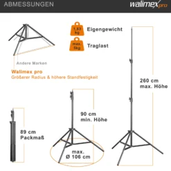 Walimex pro Octagon Softbox 55 cm mit 35 W LED Set inkl. FT-8051 Lampenstativ bis 260 cm Höhe, Studioleuchte 5000 K Tageslicht plus Lichtstativ mit Federdämpfung