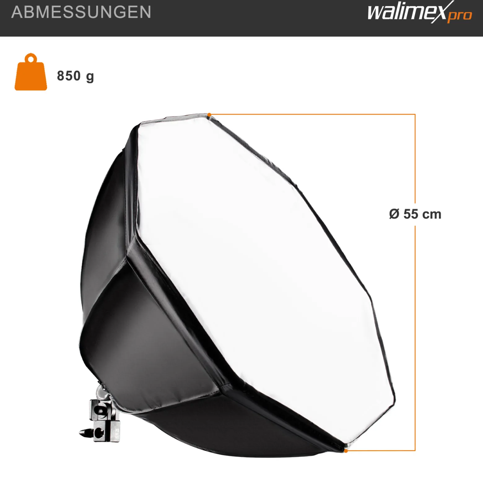 Walimex pro Octagon Softbox 55 cm mit 35 W LED Set inkl. FT-8051 Lampenstativ bis 260 cm Höhe, Studioleuchte 5000 K Tageslicht plus Lichtstativ mit Federdämpfung