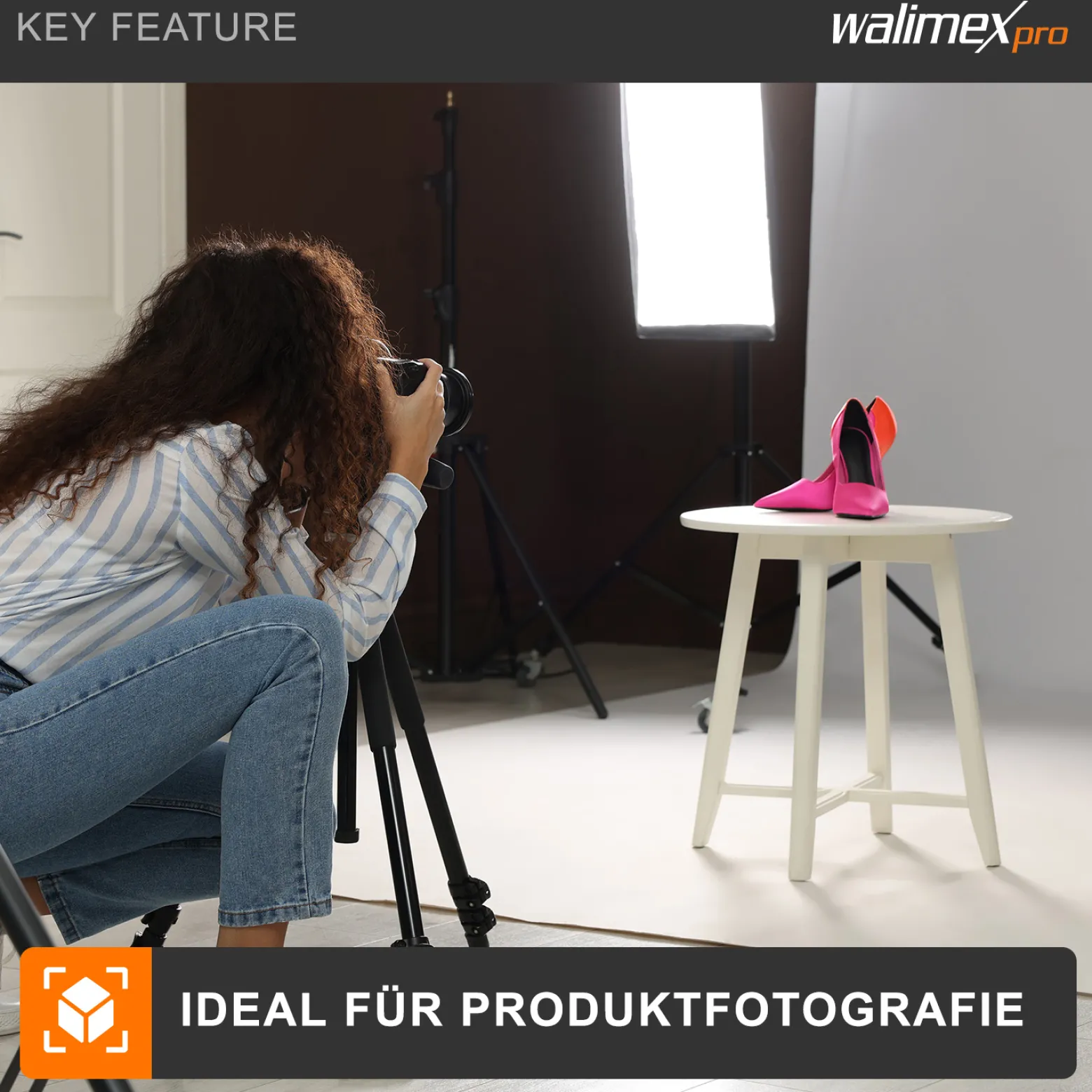 Walimex pro Octagon Softbox 55 cm mit 35 W Daylight LED, Studioleuchte 5000 K Tageslicht, Soft Box neigbar um ca. 135°, inkl. Diffusor ideal für Fotostudio