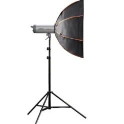 Walimex pro Octagon Softbox Plus Orange Line 90 cm - 600 x 900 x 900 mm - mit golden-silbernem Einsatz - schwarz-weiß - Lichtformer inkl. Adapters für Aurora/Bowens