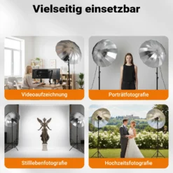 Walimex pro Parabol Reflexschirm schwarz/ silberfarben Ø 165 cm für kontrastreiches Licht