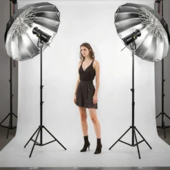 Walimex pro Parabol Reflexschirm schwarz/ silberfarben Ø 165 cm für kontrastreiches Licht