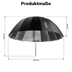 Walimex pro Parabol Reflexschirm schwarz/ silberfarben Ø 165 cm für kontrastreiches Licht