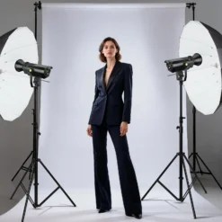Walimex pro Parabol Reflexschirm schwarz/weiß Ø 129 cm + Diffusor – Lichtformer Set für Fotografie und Videografie