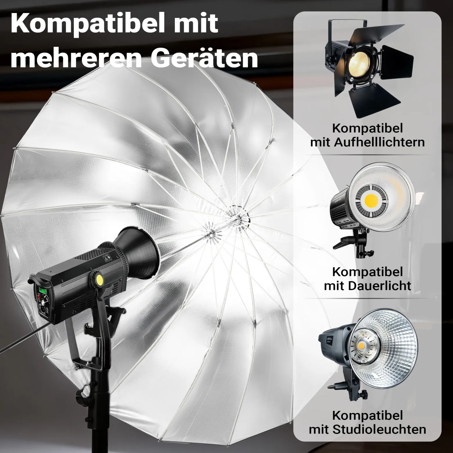 Walimex pro Parabol Reflexschirm schwarz/ weiß Ø 165 cm für weiches Licht