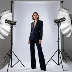 Walimex pro Parabol Reflexschirm schwarz/silberfarben Ø 129 cm + Diffusor – Lichtformer Set für Fotografie und Videografie